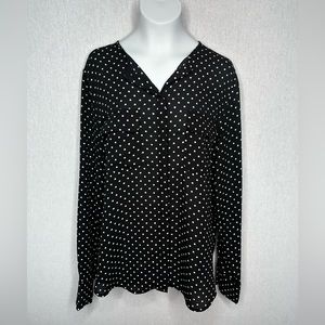 Who What Wear | Women’s Black & White Polka Dot Long Sleeve Chiffon Blouse